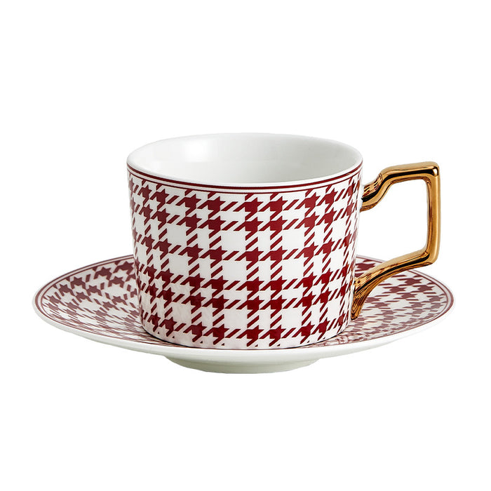 Modern Solid Color Plaid Ceramic Coffee Cup