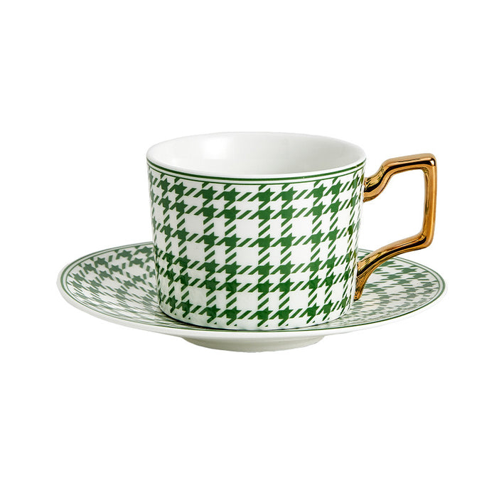 Modern Solid Color Plaid Ceramic Coffee Cup