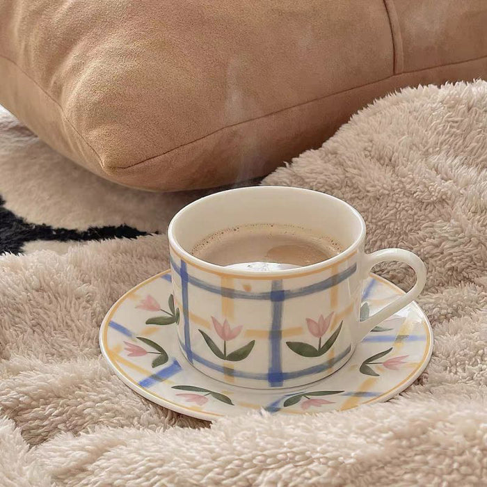 Set of 2 Tulip Plaid Ceramic Coffee Cup