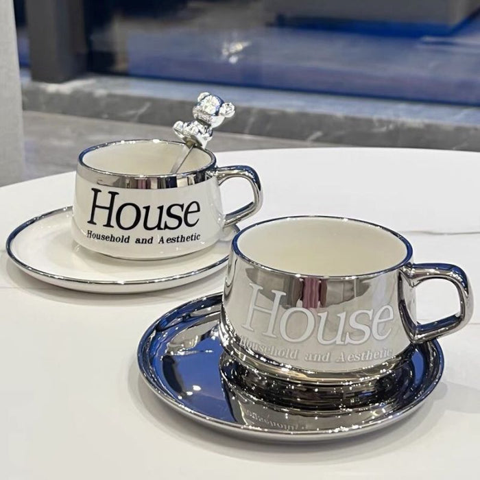 Glossy House Letter Ceramic Coffee Cup