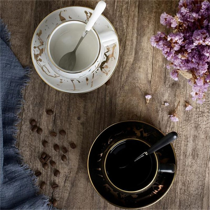 Luxury Gold Inlay Ceramic Coffee Cup