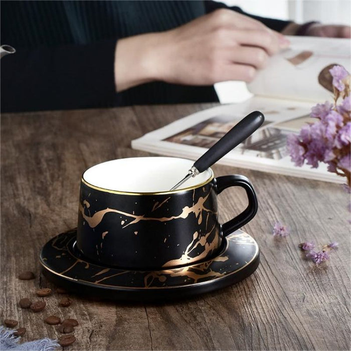 Luxury Gold Inlay Ceramic Coffee Cup