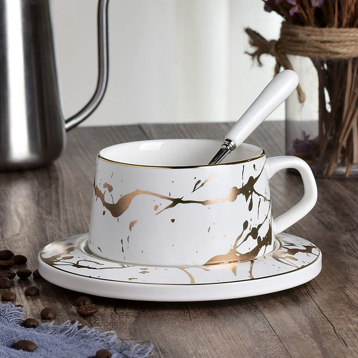 Luxury Gold Inlay Ceramic Coffee Cup