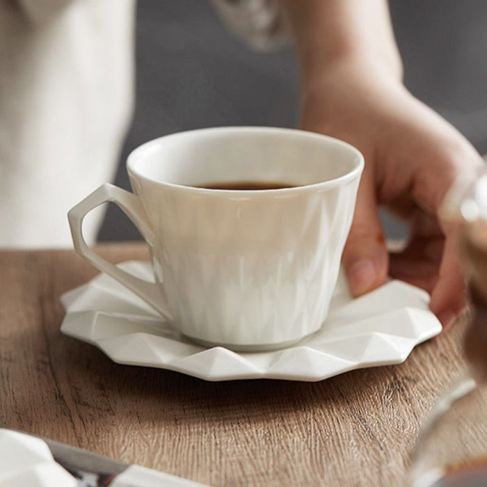 Set of 2 Modern Diamond Pattern Ceramic Coffee Cup