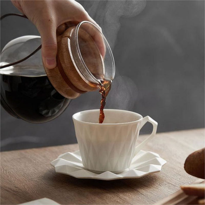 Set of 2 Modern Diamond Pattern Ceramic Coffee Cup
