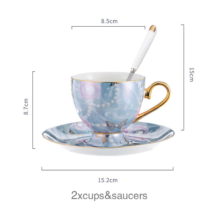 Set of 2 British Butterfly Ceramic Coffee Cup