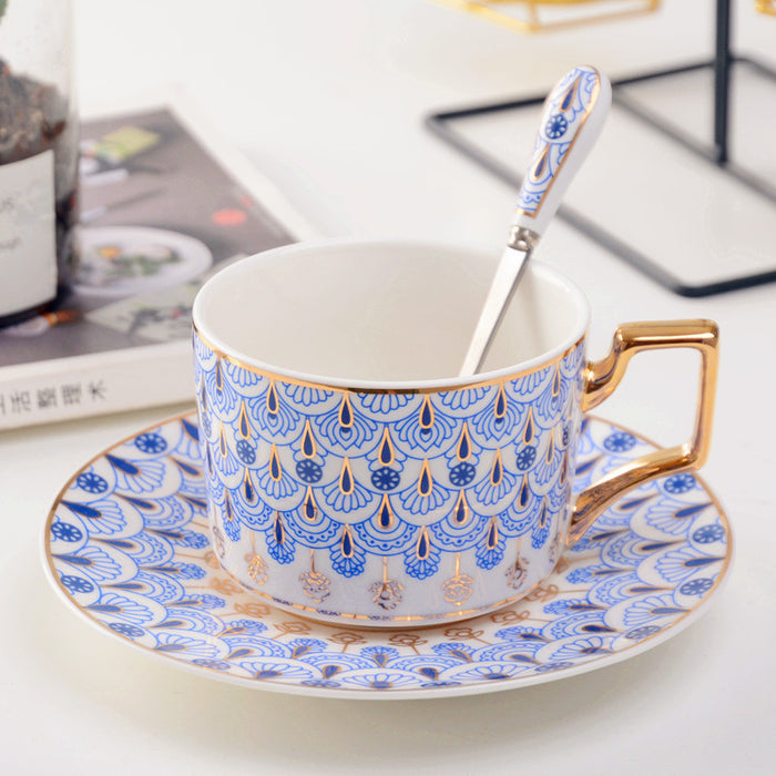 Blue Peacock Ceramic Coffee Cup