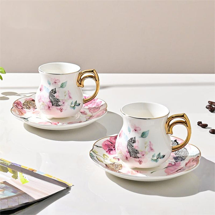 Leopard And Flowers Espresso Ceramic Coffee Cup