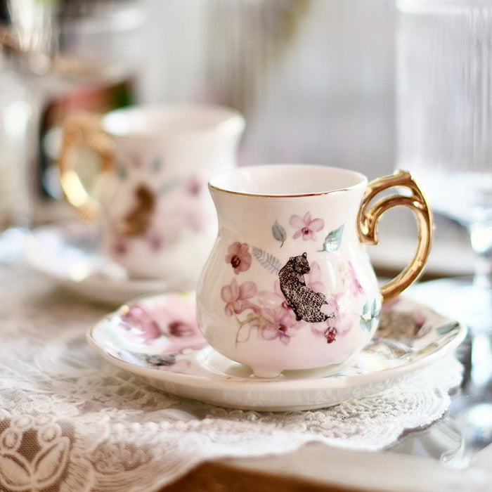 Leopard And Flowers Espresso Ceramic Coffee Cup
