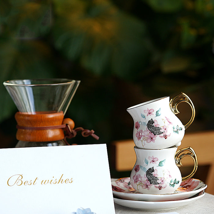 Leopard And Flowers Espresso Ceramic Coffee Cup
