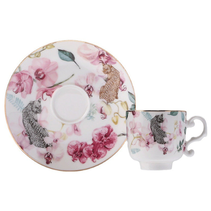 Leopard And Flowers Espresso Ceramic Coffee Cup