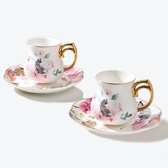 Leopard And Flowers Espresso Ceramic Coffee Cup