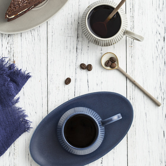 Japanese Matte Vertical Stripe Ceramic Coffee Cup