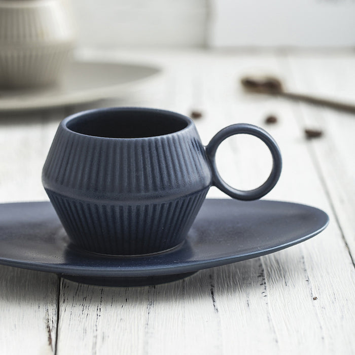Japanese Matte Vertical Stripe Ceramic Coffee Cup