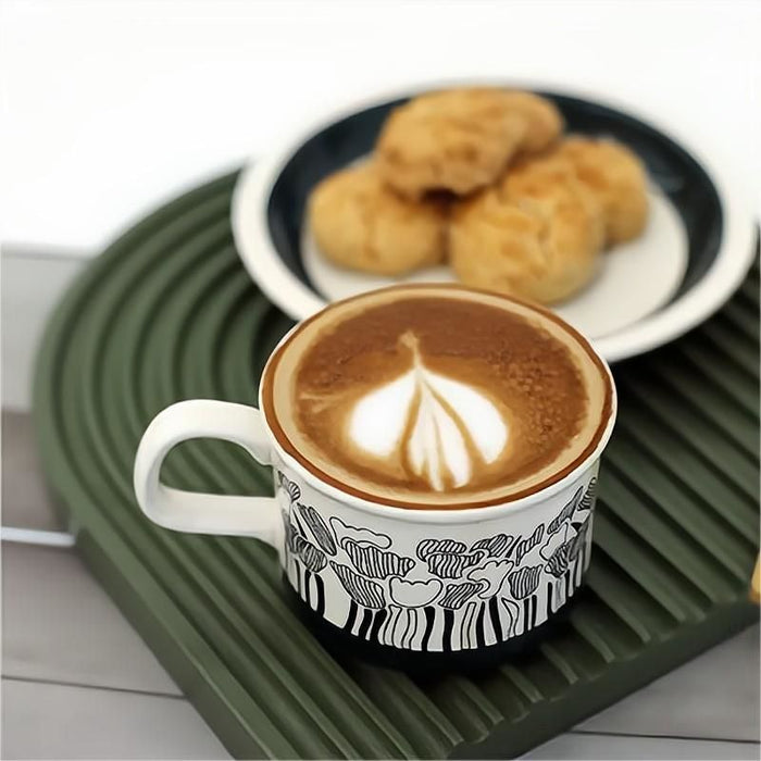 Hand-painted Flower And leaves Ceramic Coffee Cup