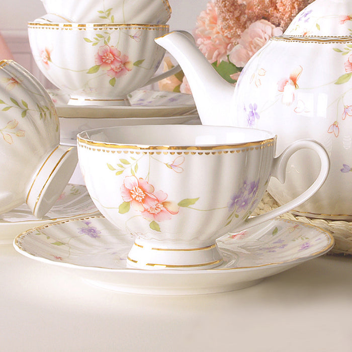 Red Flower English Ceramic Tea Set