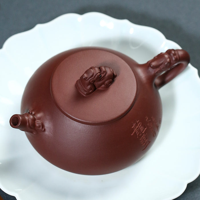 Lettering Yixing Purple Clay Teapot