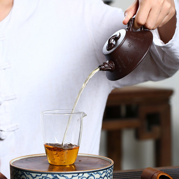 Chinese Hand-carved Purple Clay Teapot