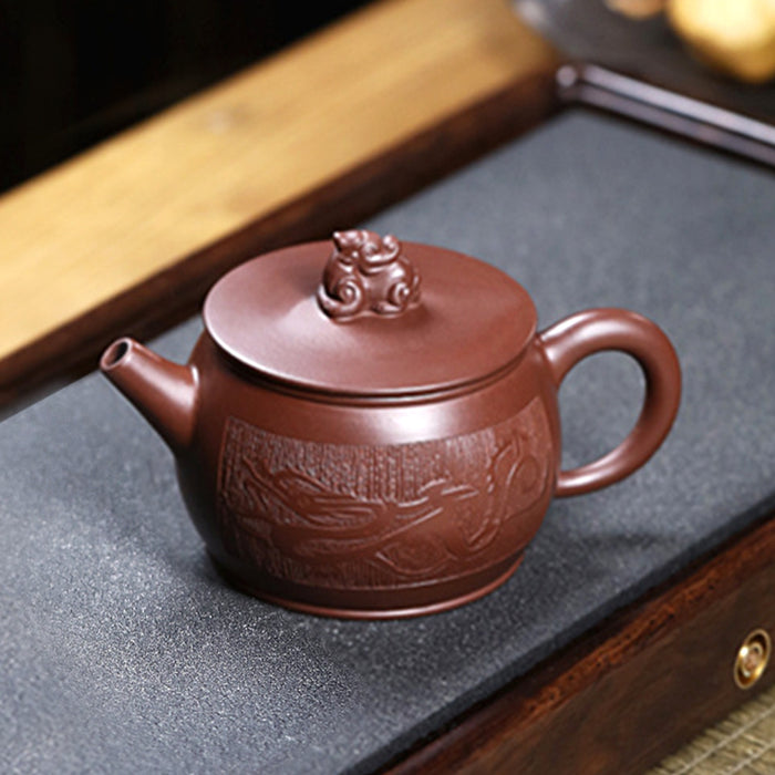 Hand-Carved Dragon Purple Clay Teapot-2