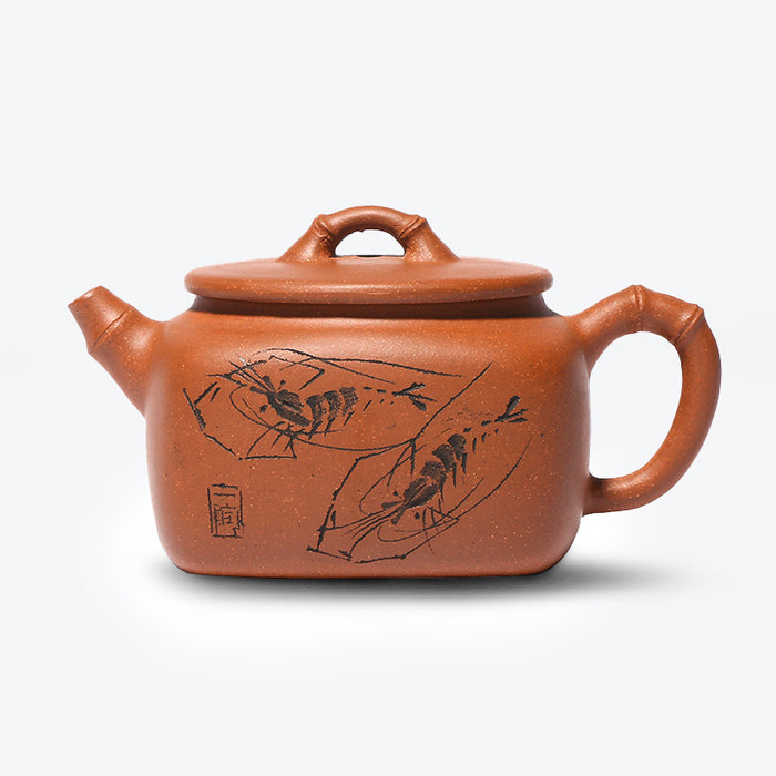 Shrimp Bamboo Yixing Purple Clay Teapot-1