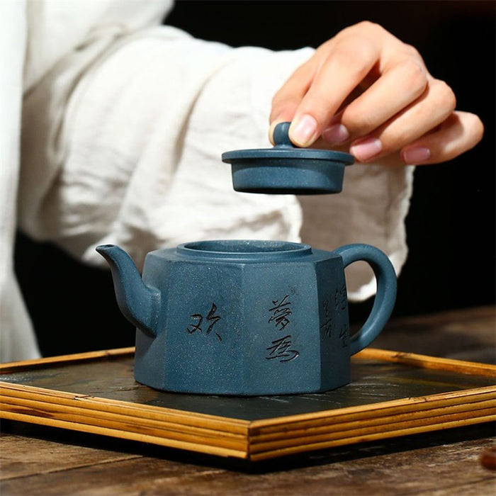 Handmade Chinese Blue Yixing Clay Teapot-3