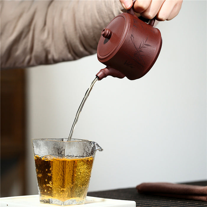 Handmade Bamboo Purple Clay Teapot-5