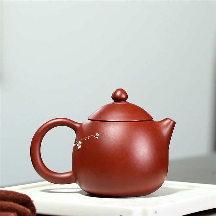 Hand-Painted Plum Blossom Purple Clay Teapot-3