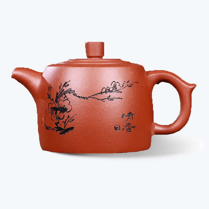 Flower Carving Purple Clay Teapot-1