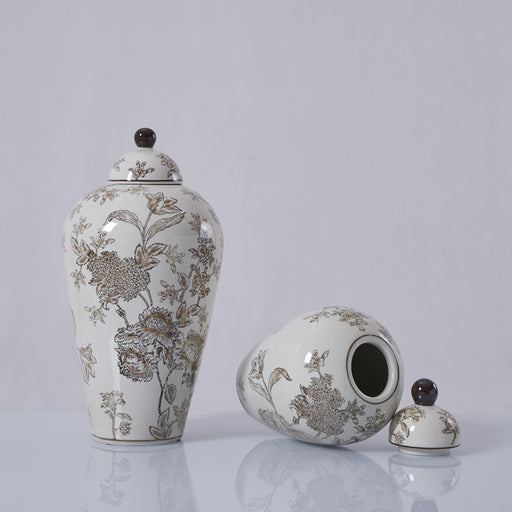 Hand Painted Flower Chinese Antique Ceramic Temple Jar-2