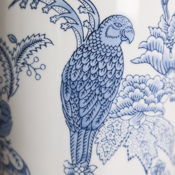 Hand Painted Parrot and Blue Flower Ceramic Vase-6