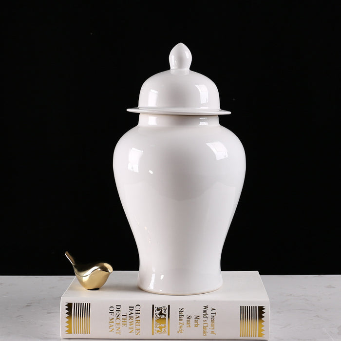 Solid White Jingdezhen Temple Jar-4