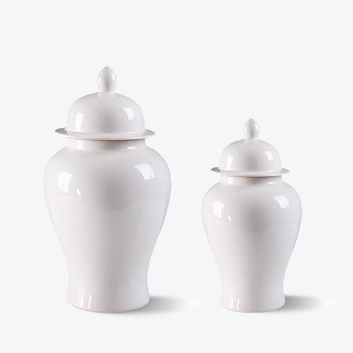 Solid White Jingdezhen Temple Jar-1