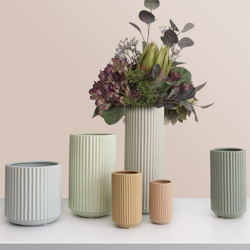 White Vertical Striped Ceramic Vase-2