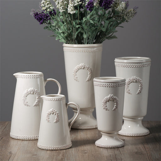 Embossed Ears of Wheat Ceramic Vase-2