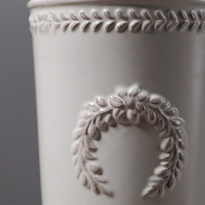 Embossed Ears of Wheat Ceramic Vase-4