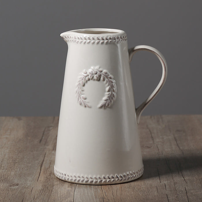 Embossed Ears of Wheat Ceramic Vase-5