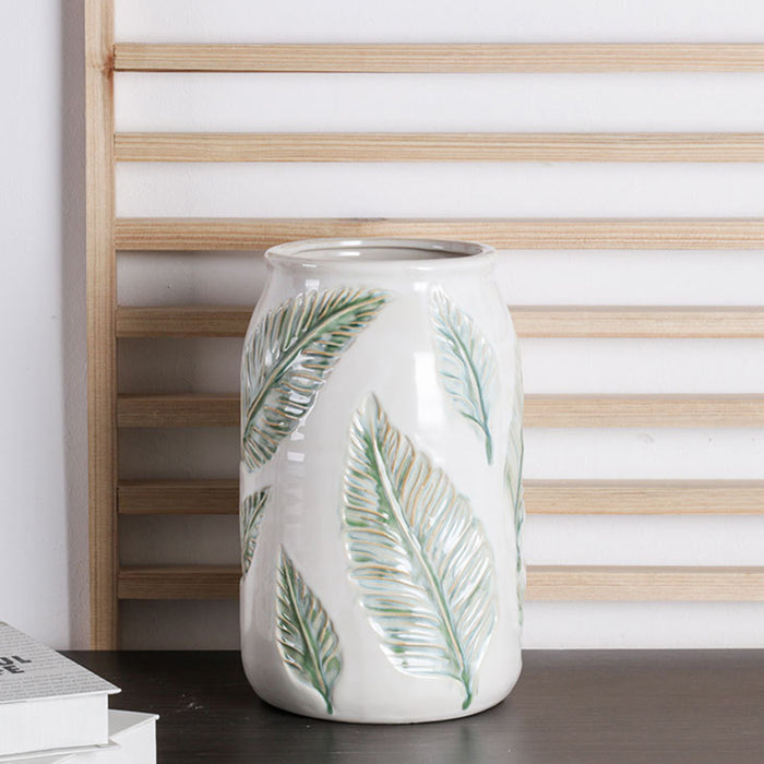Green Leaf Ceramic Vase-6