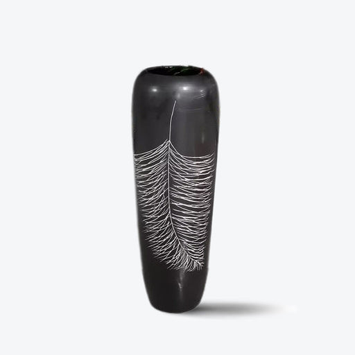 White Feather Pattern Floor Vase-1