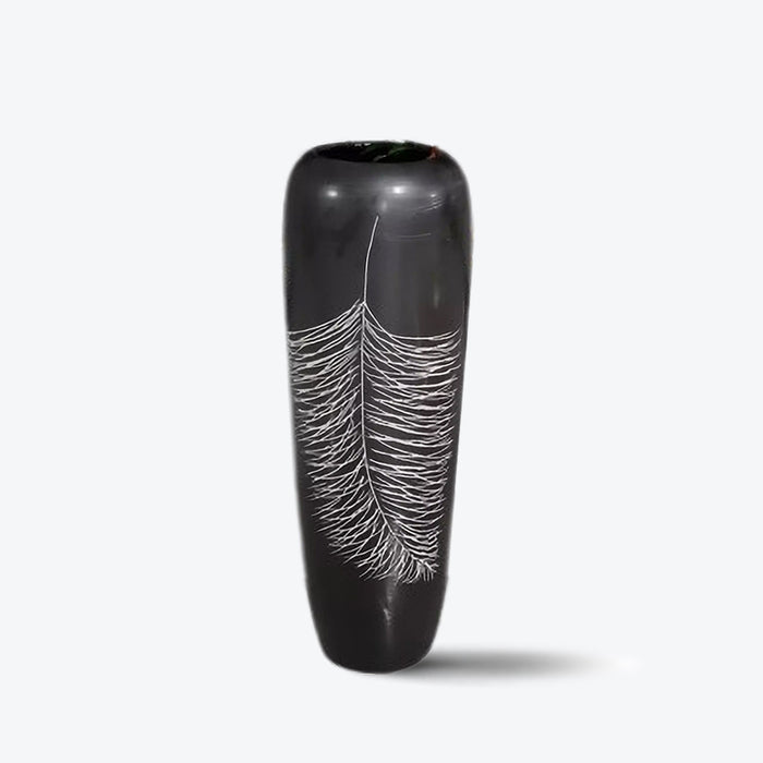 White Feather Pattern Floor Vase-1