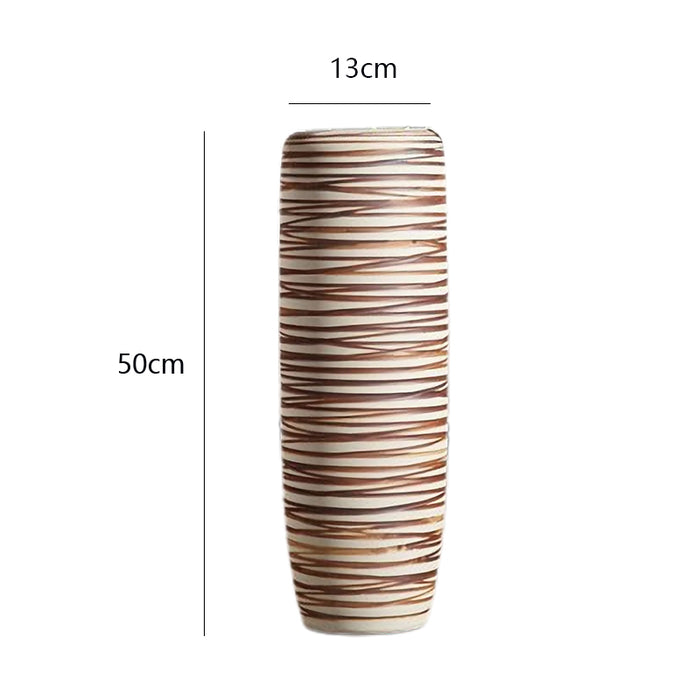 Brown Horizontal Striped Ceramic Floor Vase-4