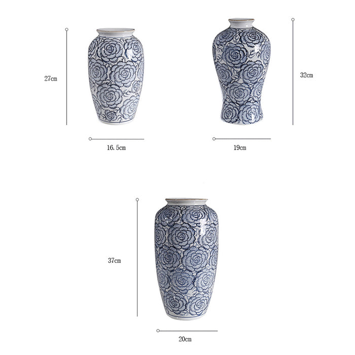 Hand-Painted Blue Flower Ceramic Vase-4