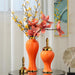 Orange Ginger Jar with Gold Lid-9