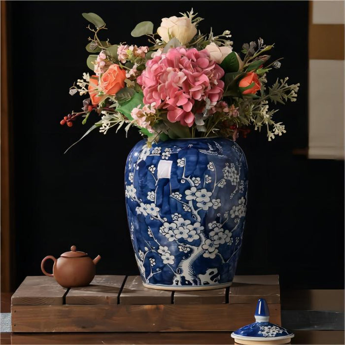 Hand-Painted Plum Blossom Chinoiserie Porcelain Vase-4
