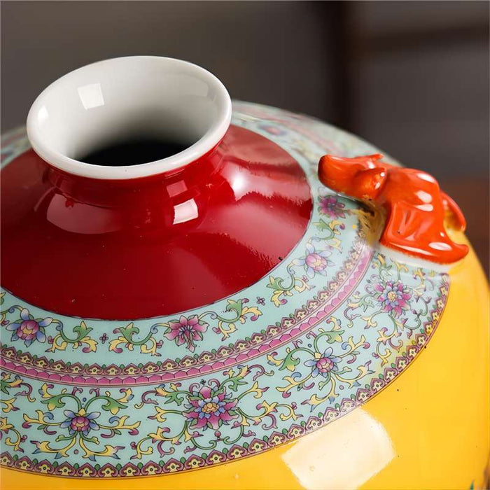 Amphora Flower and Bird Chinoiserie Porcelain Vase-9