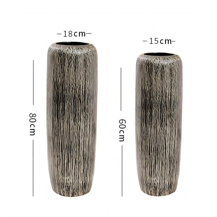 Vintage Vertical Striped Floor Vase-5