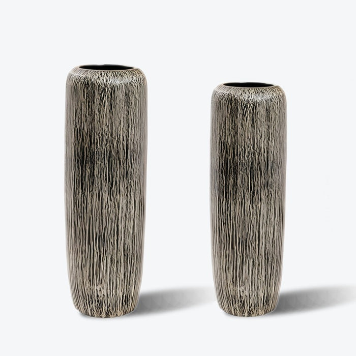 Vintage Vertical Striped Floor Vase-1