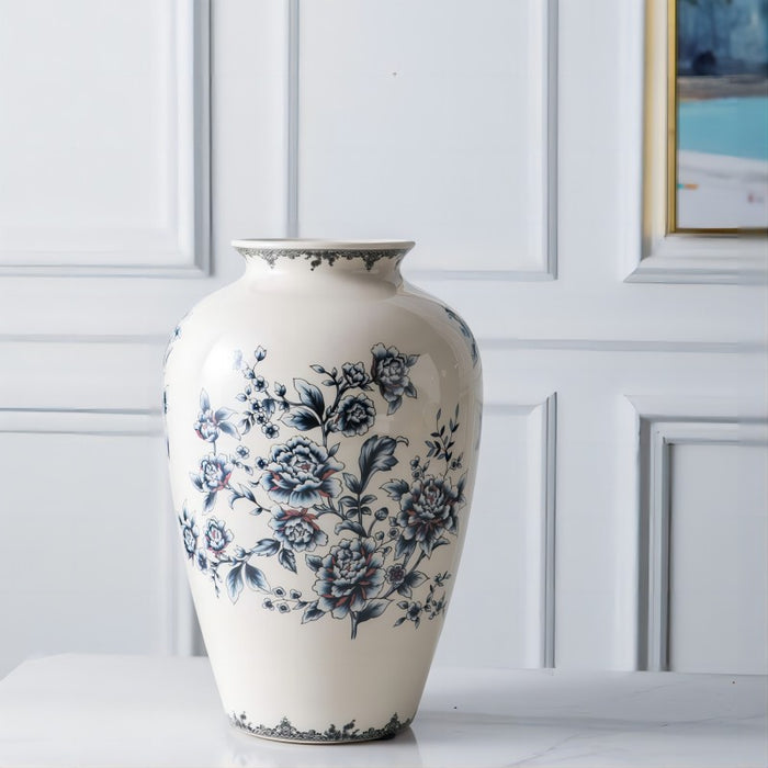 Applique and Ice Crack Design Ceramic Vase-4