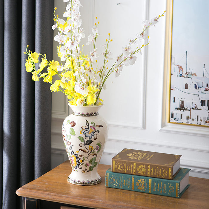 Applique and Ice Crack Design Ceramic Vase-5