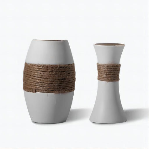 Vintage Hemp Rope Ceramic Vase-1