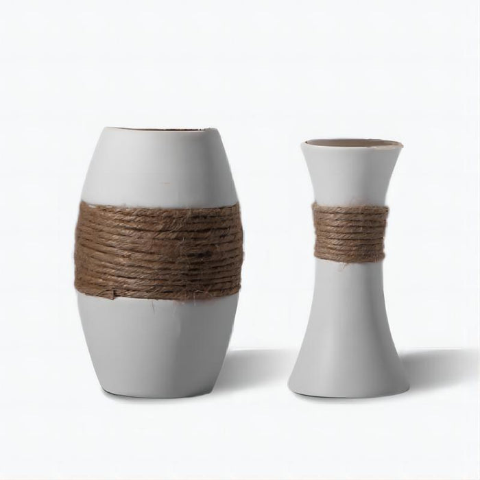 Vintage Hemp Rope Ceramic Vase-1